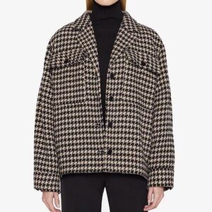 Anine Bing Black and Cream Flynn Houndstooth Jacket